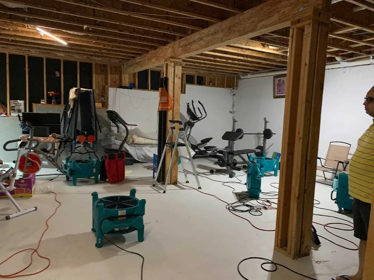 Basement drying equipment setup for Structural Drying in Wolfeboro